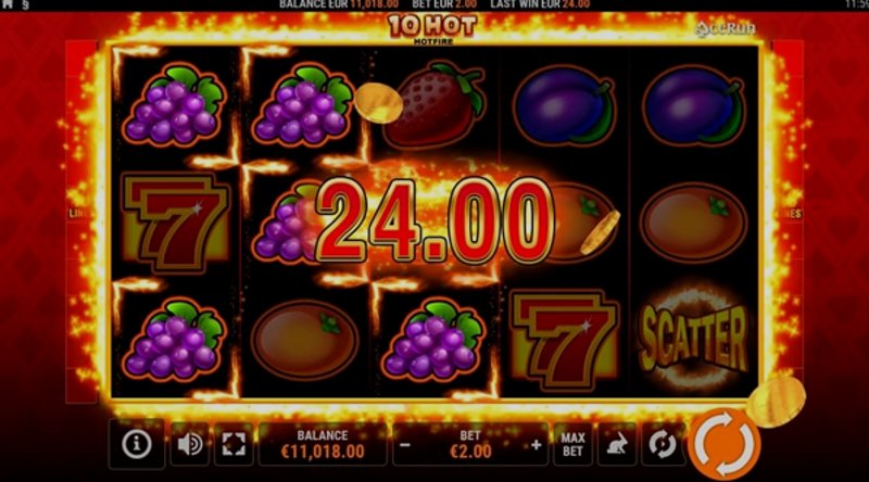 Играть 10 Hot HOTFIRE от Yggdrasil в казино 1Win