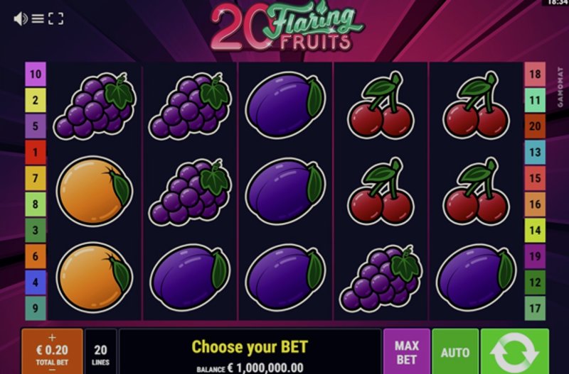 Играть 20 Flaring Fruits от Gamomat Standard в казино 1Win