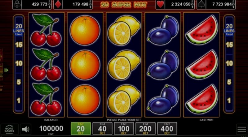 Играть 20 Super Hot от Amusnet Interactive в казино 1Win