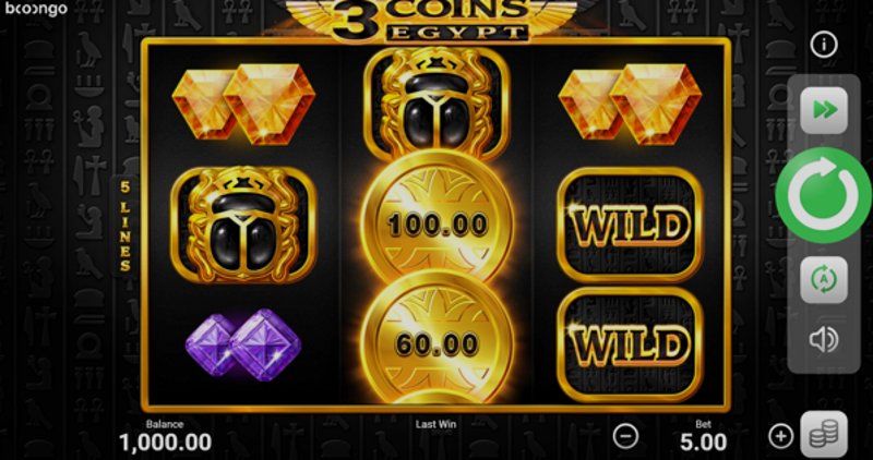 Играть 3 Coins Egypt от Booongo в казино 1Win