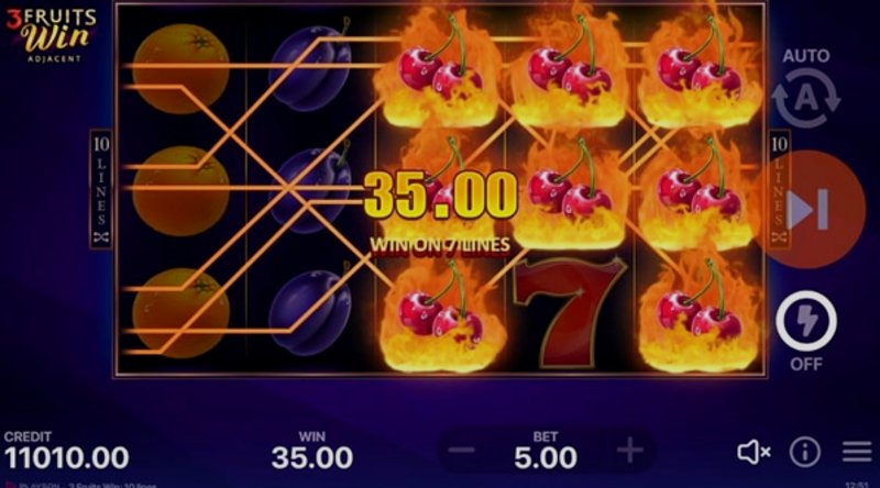 Играть 3 Fruits Win: 10 lines от Playson в казино 1Win