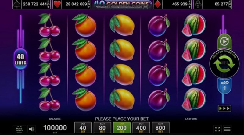 Играть 40 Golden Coins от Amusnet Interactive в казино 1Win