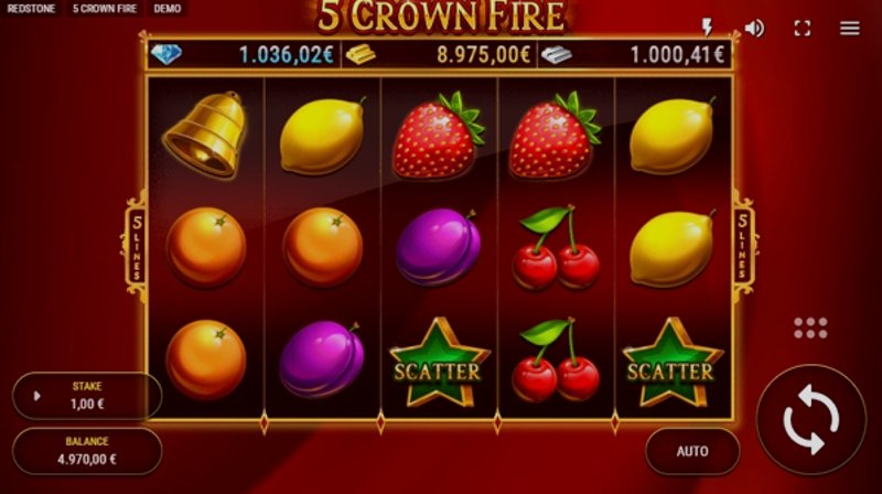 Играть 5 Crown Fire от Fazi в казино 1Win