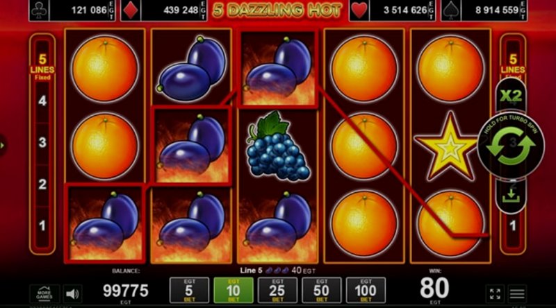 Играть 5 Dazzling Hot от Amusnet Interactive в казино 1Win