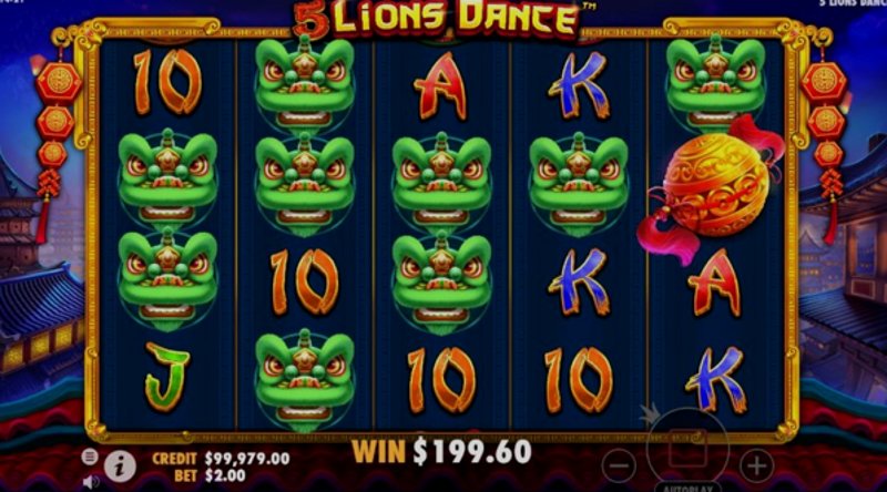 Играть 5 Lions Dance от Pragmatic в казино 1Win