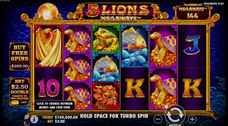Играть 5 Lions Megaways от Pragmatic в казино 1Win