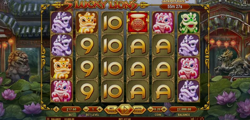 Играть 5 Lucky Lions от Habanero в казино 1Win