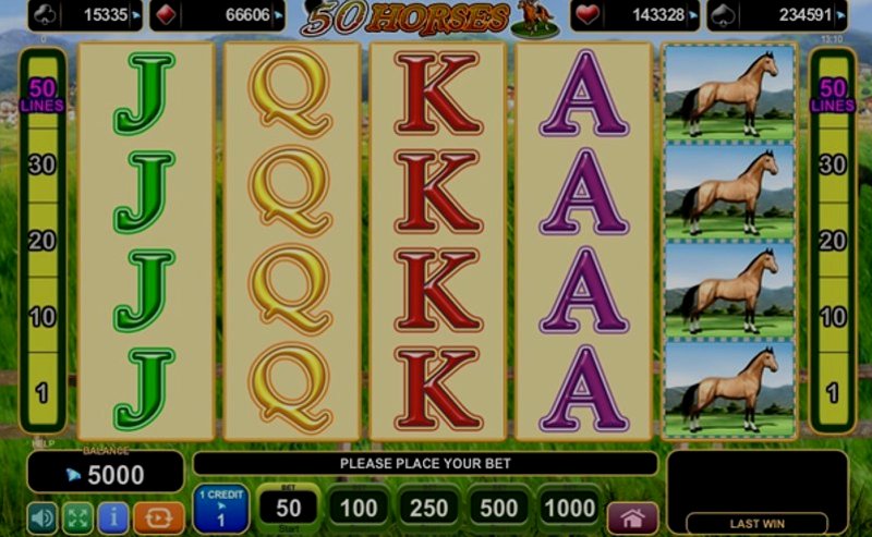 Играть 50 Horses от Amusnet Interactive в казино 1Win