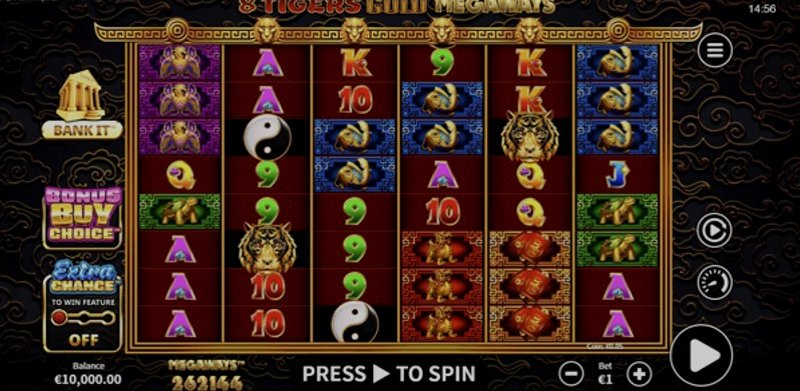Играть 8 Tigers Gold Megaways от Skywind в казино 1Win