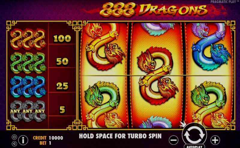 Играть 888 Dragons от Pragmatic в казино 1Win