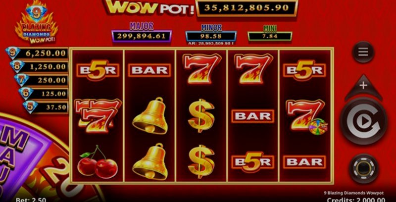 Играть 9 Blazing Diamonds Wowpot от Mgplus в казино 1Win