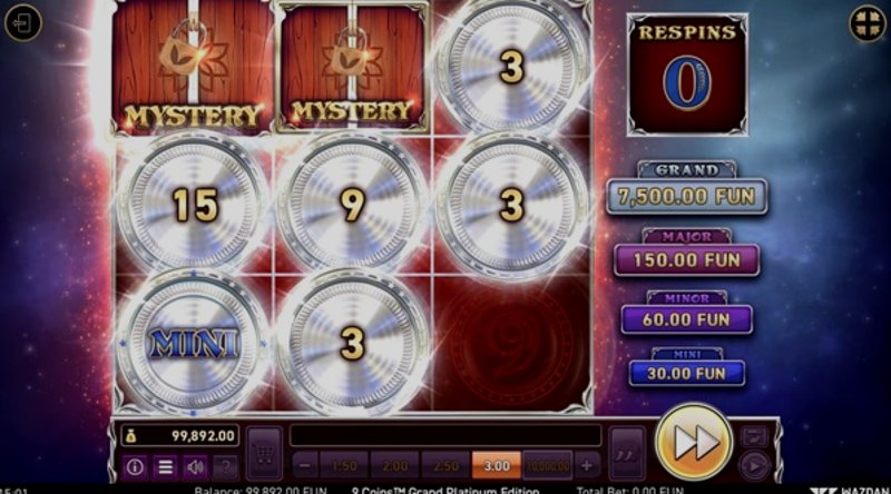 Играть 9 Coins™ Grand Platinum Edition от Wazdan в казино 1Win