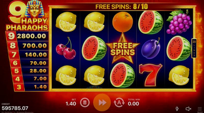 Играть 9 Happy Pharaohs от Playson в казино 1Win