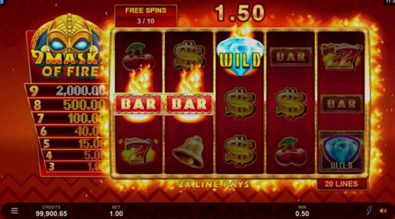 Играть 9 Masks of Fire от Microgaming в казино 1Win