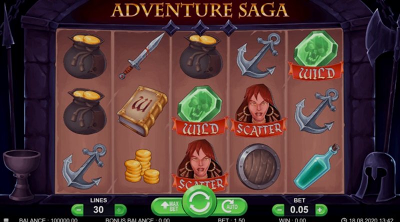 Играть Adventure Saga от 7mojos Slots в казино 1Win