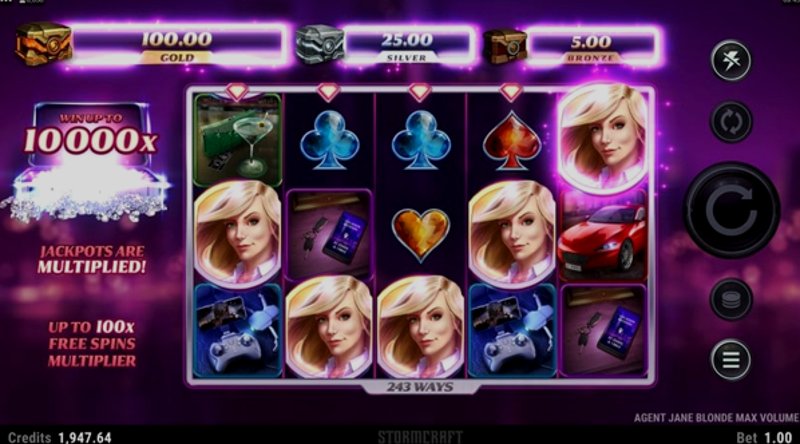 Играть Agent Jane Blonde Max Volume от Microgaming в казино 1Win