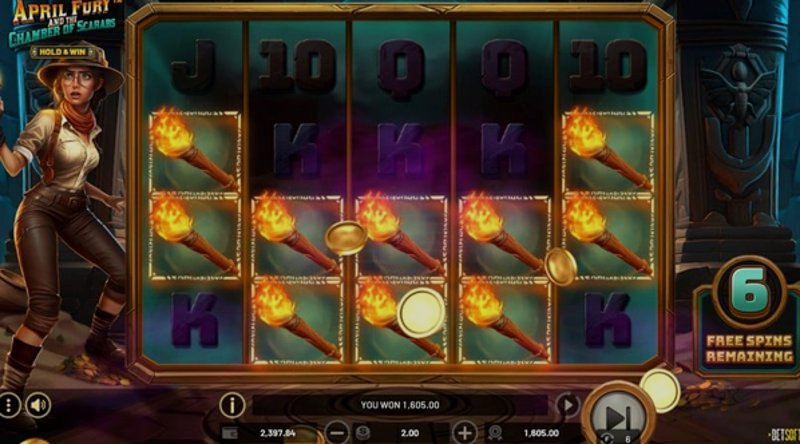 Играть April Fury and the Chamber of Scarabs от Betsoft в казино 1Win