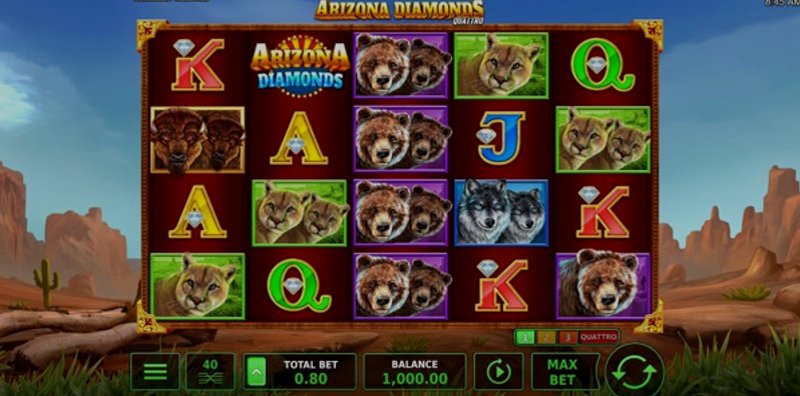 Играть Arizona Diamonds Quattro от Stakelogic в казино 1Win