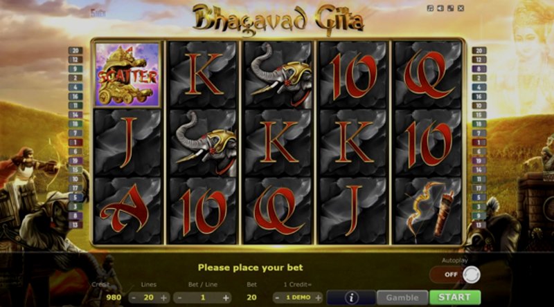 Играть Bhagavad Gita от 5 Men Gaming в казино 1Win