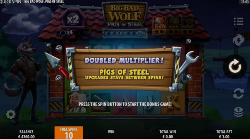Играть Big Bad Wolf: Pigs of Steel от Quickspin в казино 1Win