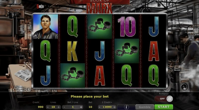 Играть Book of Marx от 5 Men Gaming в казино 1Win