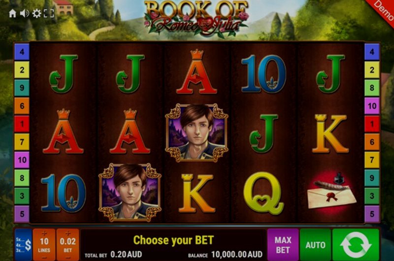 Играть Book of Romeo & Julia от Gamomat в казино 1Win