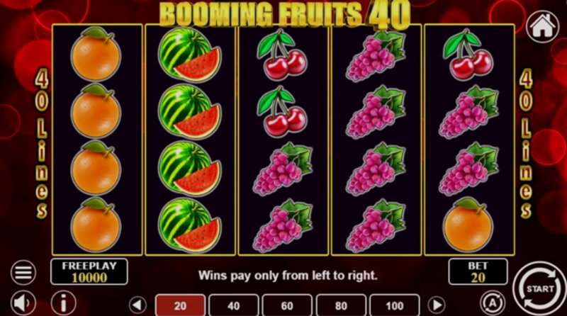 Играть Booming Fruits 40 от 1spin4win в казино 1Win
