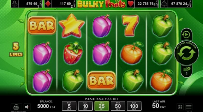 Играть Bulky Fruits от Amusnet Interactive в казино 1Win