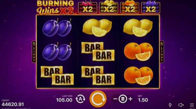 Играть Burning Wins x2 от Playson в казино 1Win