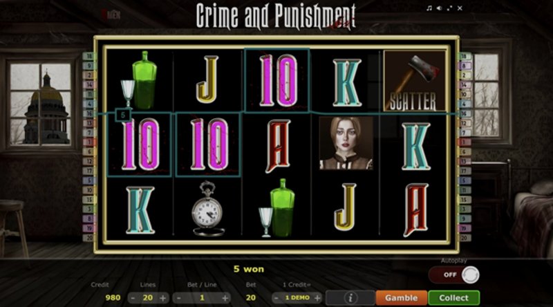 Играть Crime and Punishment от 5 Men Gaming в казино 1Win