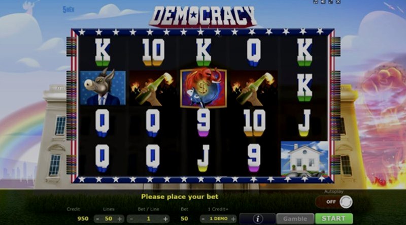 Играть Democracy от 5 Men Gaming в казино 1Win