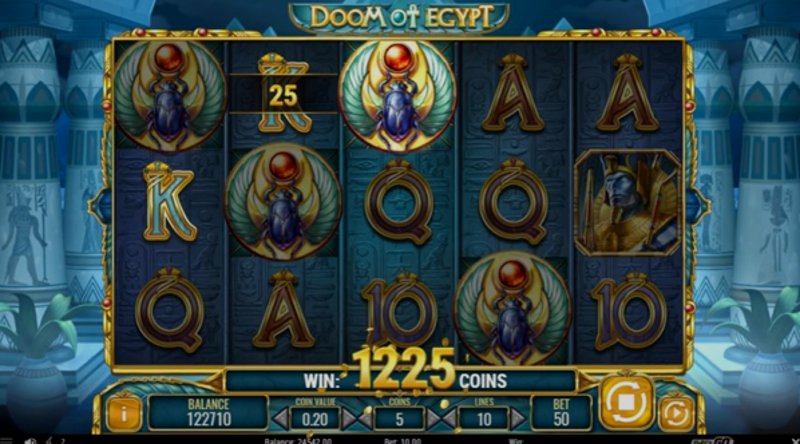 Играть Doom of Egypt от Playn Go в казино 1Win