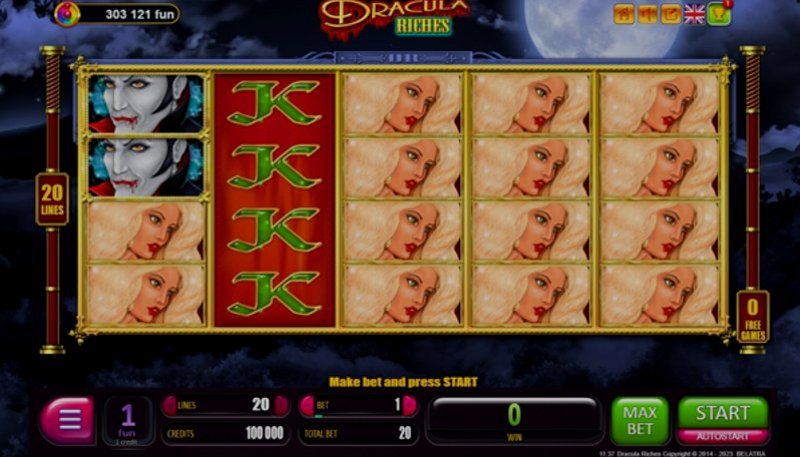 Играть Dracula Riches от Belatra в казино 1Win