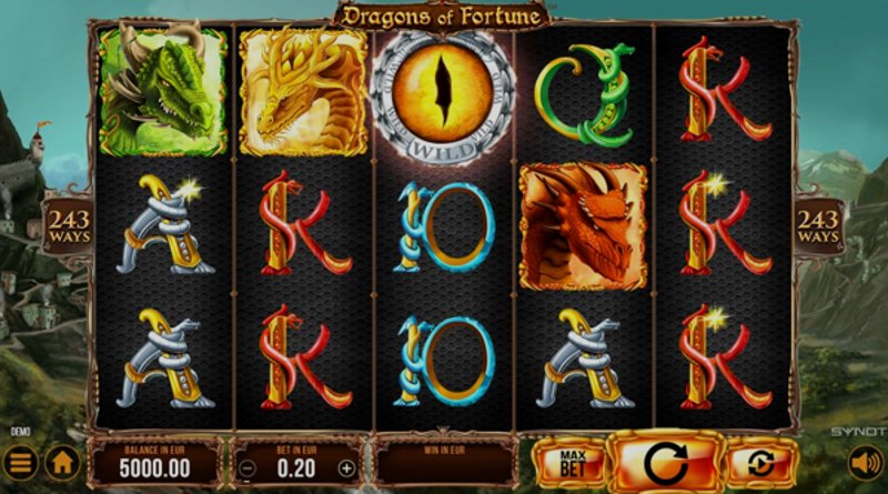 Играть Dragons of Fortune от Synot в казино 1Win