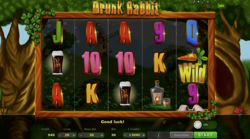 Играть Drunk Rabbit от 5 Men Gaming в казино 1Win