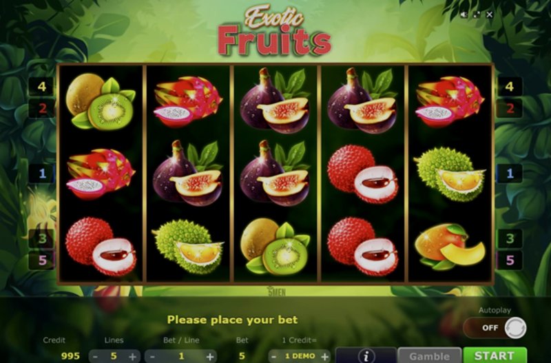 Играть Exotic Fruits от 5 Men Gaming в казино 1Win