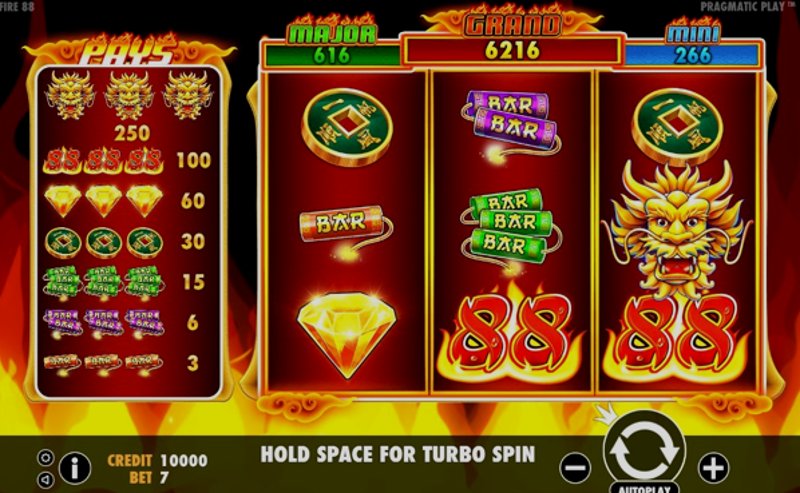 Играть Fire 88 от Pragmatic в казино 1Win
