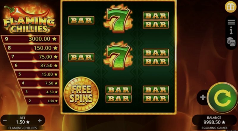 Играть Flaming Chillies от Booming в казино 1Win