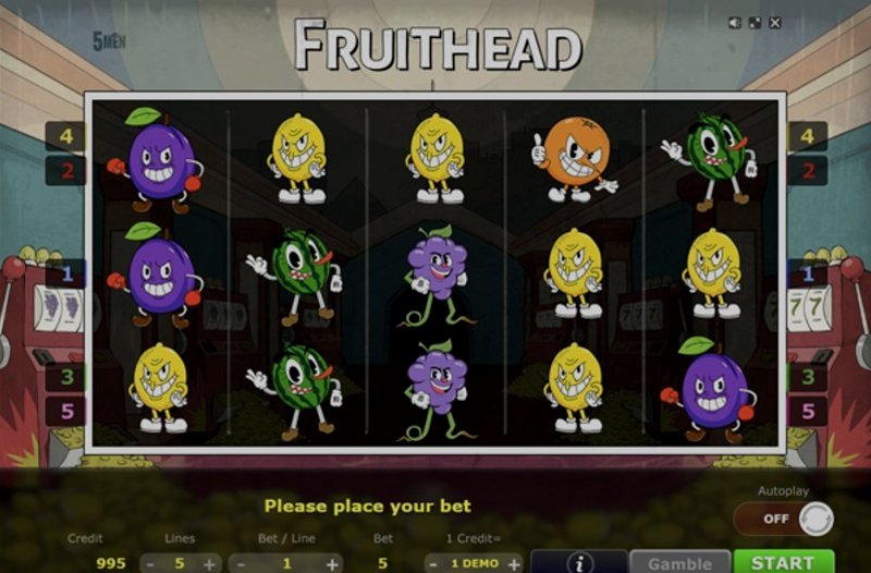 Играть Fruithead от 5 Men Gaming в казино 1Win