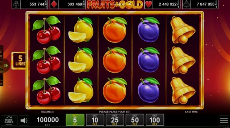 Играть Fruits & Gold от Amusnet Interactive в казино 1Win