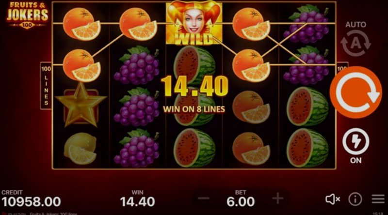 Играть Fruits & Jokers: 100 lines от Playson в казино 1Win