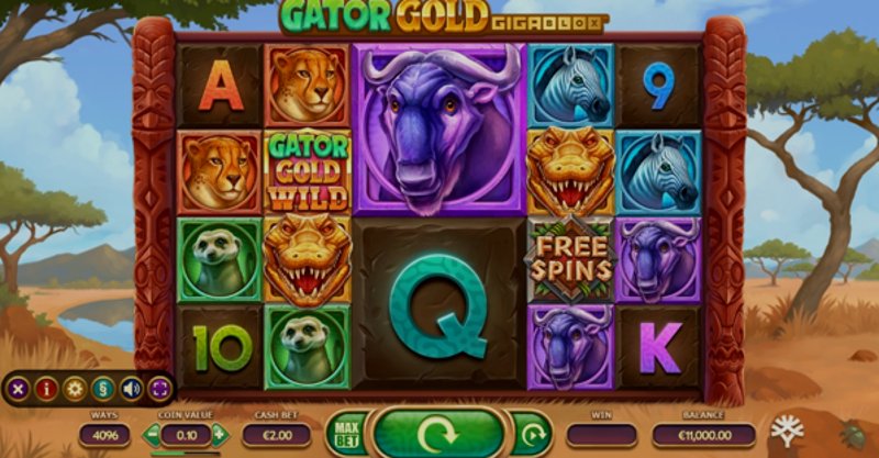 Играть Gator Gold Gigablox от Yggdrasil в казино 1Win