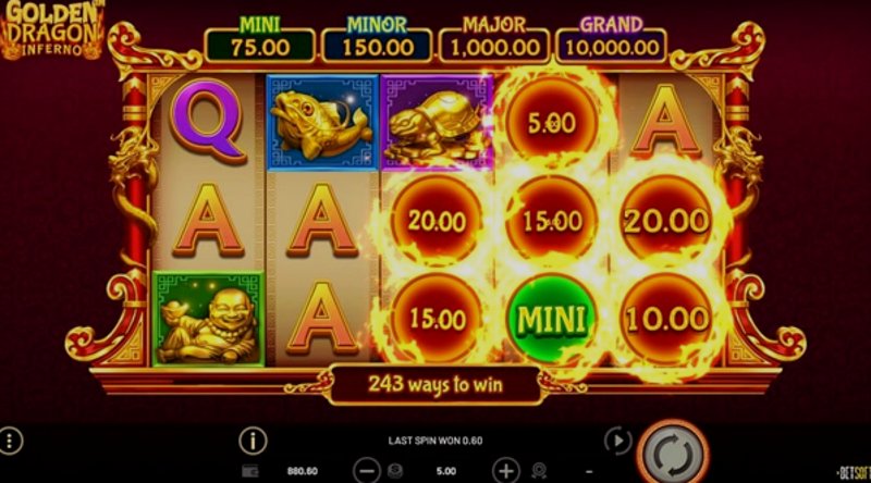 Играть Golden Dragon Inferno от Betsoft в казино 1Win