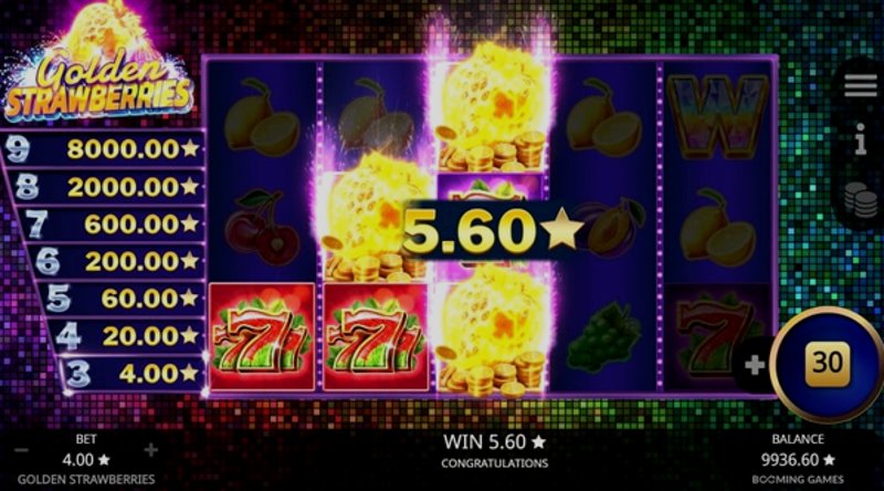 Играть Golden Strawberries от Booming в казино 1Win