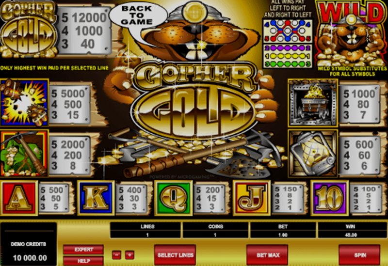 Играть Gopher Gold от Microgaming в казино 1Win