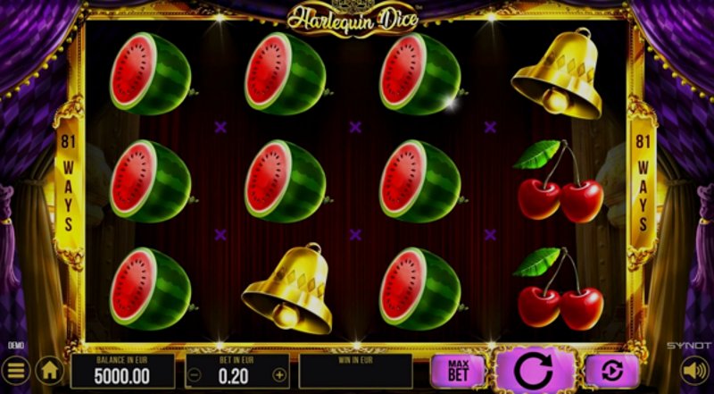 Играть Harlequin Dice от Synot в казино 1Win