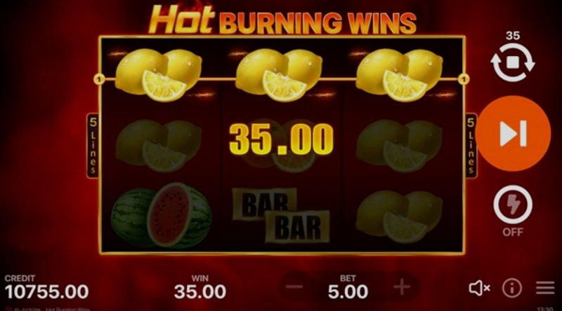 Играть Hot Burning Wins от Playson в казино 1Win
