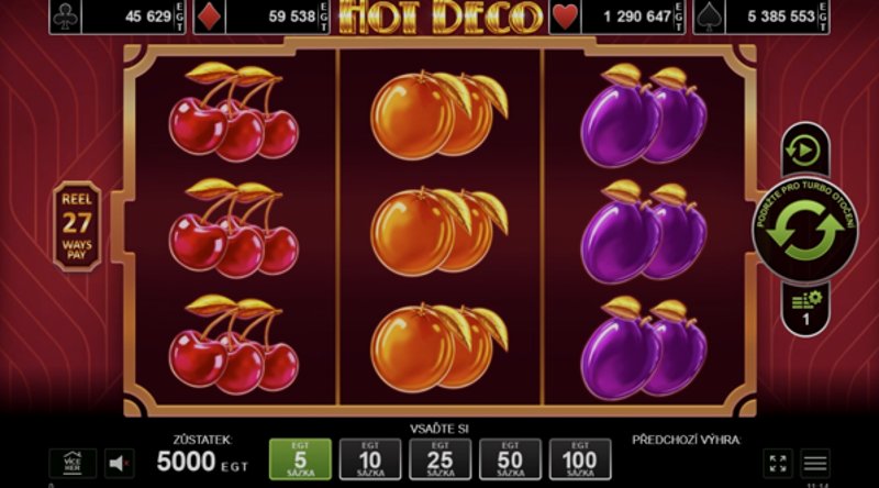 Играть Hot Deco от Amusnet Interactive в казино 1Win