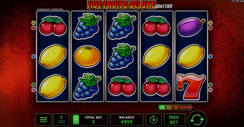 Играть Hot Fruits Deluxe Quattro от Stakelogic в казино 1Win