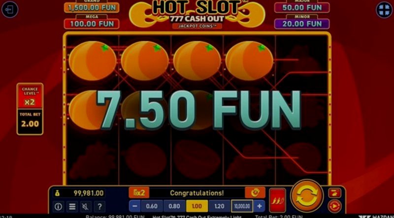 Играть Hot Slot™: 777 Cash Out Extremely Light от Wazdan в казино 1Win